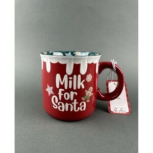 Peppermint Square MILK FOR SANTA Christmas Mug Gingerbread Decorated Inside NEW